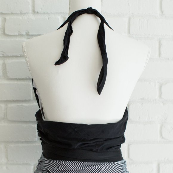 Tankini Swimsuit, with Belt, Stripped and black, XL - Picture 4 of 7